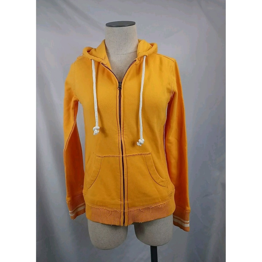 Mitchell & Ness Jacket Distressed-Women's Small Yellow Hoodie Jacket‎ Full Zip